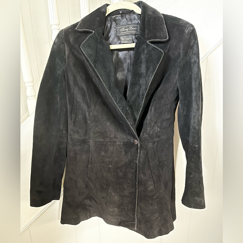 Genuine leather black coat